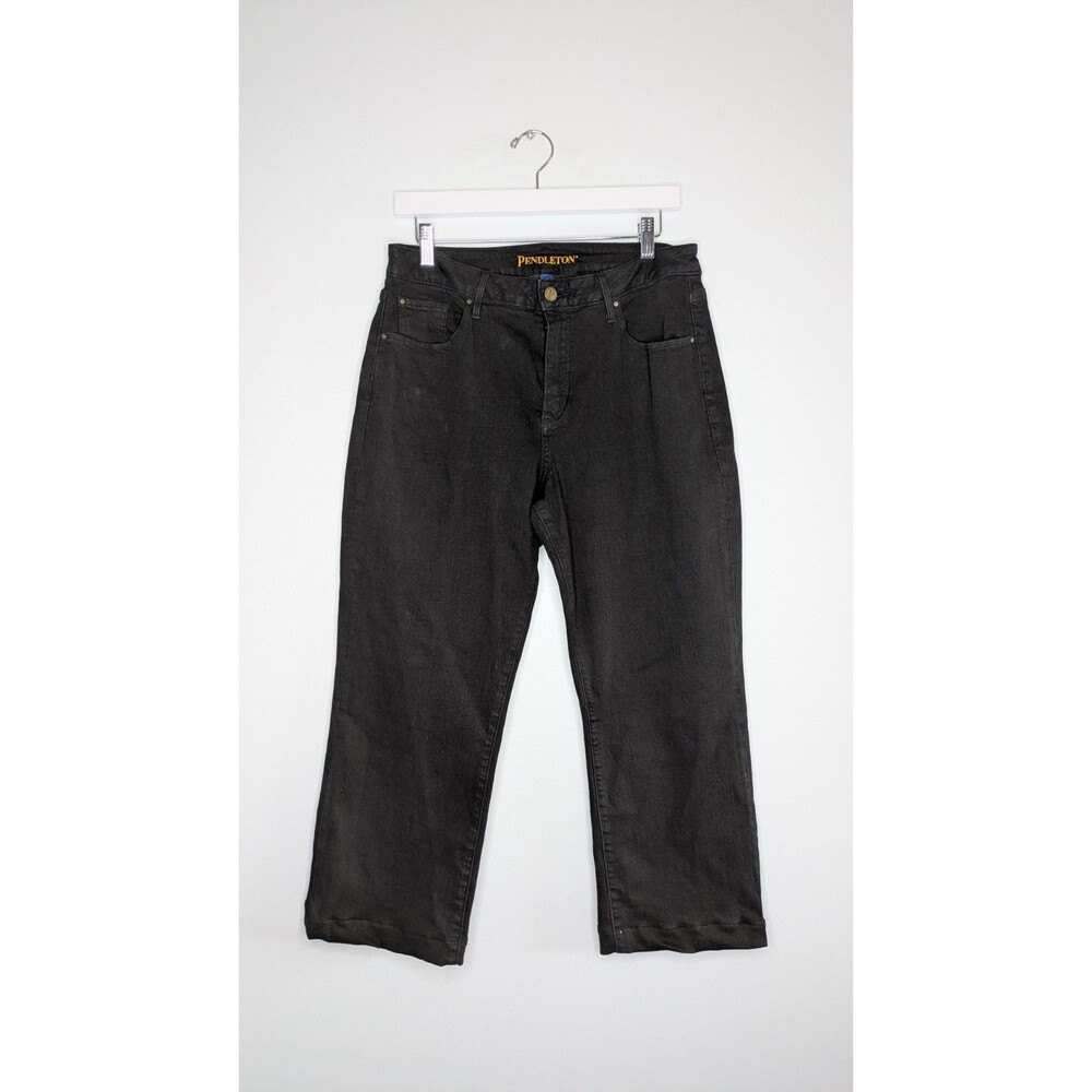 Pendleton Women’s Straight Leg Jeans Size 14W Black Denim Mid Rise Classic